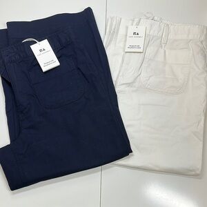 Free Assembly Wide Leg Patch Pocket Front Pants 2 Pair Navy & White Size M 8-10
